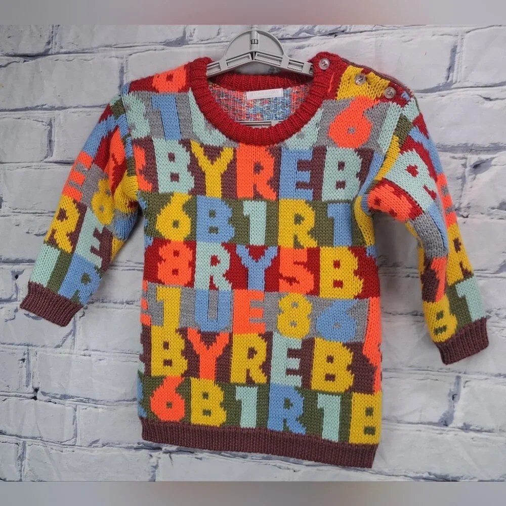 Burberry Children Kids Girls Sweater Dress Alphabet Knit Italy Size 4(US)